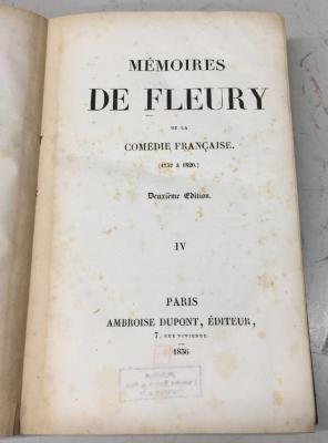 42/151 Bd. 4 : Mémoires de Fleury de la Comédie Française (1757 - 1820) : préc. d'une introd. 4 (1836)