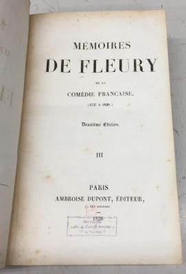 42/151 Bd. 3 : Mémoires de Fleury de la Comédie Française (1757 - 1820) : préc. d'une introd. 3 (1836)
