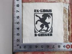 - (Geiser, Bernhard), Etikett: Exlibris; 'Exlibris B. Geiser'.  (Prototyp)
