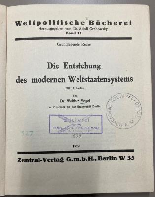00/8699 : Die Entstehung des modernen Weltstaatensystems (1929)