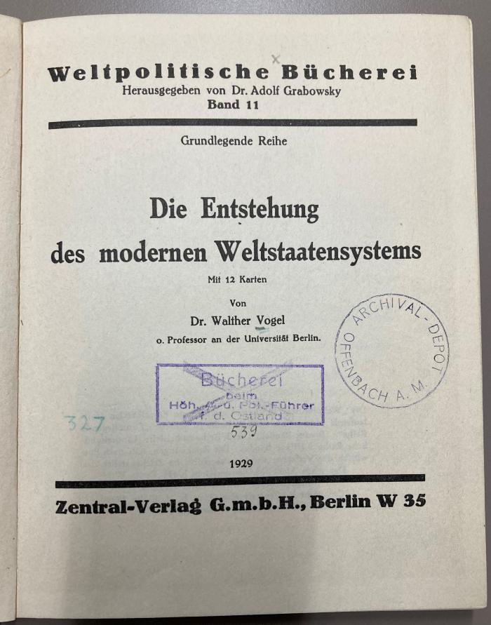 00/8699 : Die Entstehung des modernen Weltstaatensystems (1929)