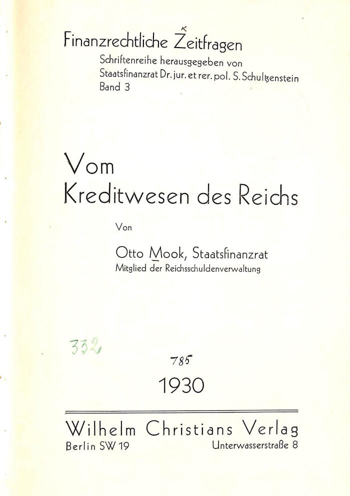 00/10196 : Vom Kreditwesen des Reichs (1930)