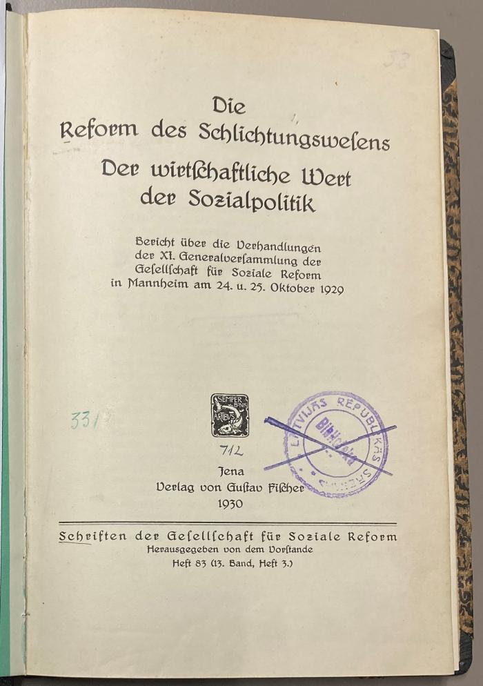 00/7505 : Die Reform des Schlichtungswesens (1930)