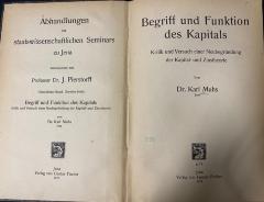 00/11941 : Begriff und Funktion des Kapitals : Kritik und Versuch einer Neubegründung der Kapital- und Zinstheorie  (1919)