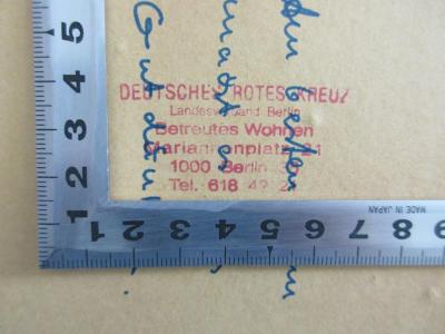 - (Deutsches Rotes Kreuz Landesverband Berlin Betreutes Wohnen), Stempel: Berufsangabe/Titel/Branche, Ortsangabe; 'Deutsches Rotes Kreuz Landesverband Berlin Betreutes Wohnen Marianenplatz 21, 1000 Berlin 36, Tel. 618 42 21'.  (Prototyp)
