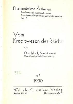 00/10196 : Vom Kreditwesen des Reichs (1930)