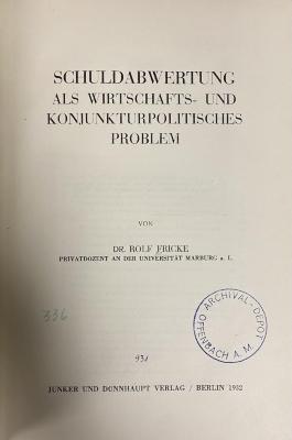 00/11857 : Schuldabwertung als wirtschafts- und konjunkturpolitisches Problem (1932)