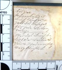 - (Gewerkverein der Deutschen Fabrik- u. Handarbeiter Ortsverein Hannover), Etikett: Notiz; 'bis z[...] / sammlung. [...] / Buch länger [...] / zahlt 5 [rM?] Lesegeb[ühr] / für jede Verläng[e-] / rung. / Wer das Buch be[schä-] / digt oder verliert [ist] / zum Schadensersatz / verpflichtet!'. 