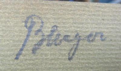 Kk 16: Lehrbuch der Pharmakologie : Für Ärzte und Studierende (1909);- (Blager[?], [?]), Von Hand: Autogramm, Name; 'Blager'. 