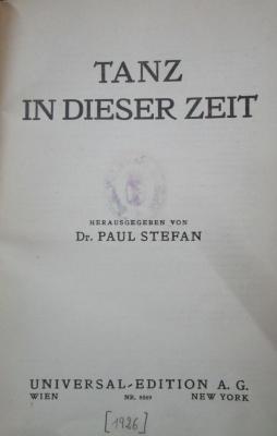 Dx 66: Tanz in dieser Zeit ([1926])