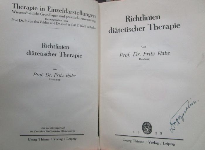Kk 18: Richtlinien diätischer Therapie (1928)