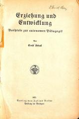 00/8180 Nr. 1-15 : Erziehung und Entwicklung : Vorspiele zur autonomen Pädagogik (1921)
