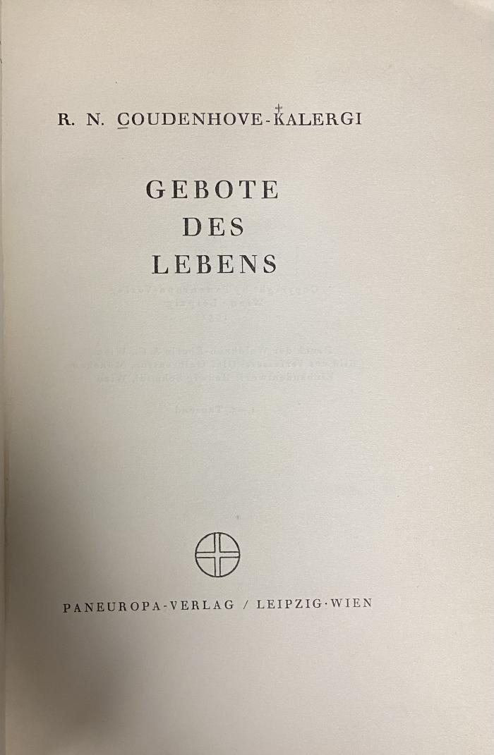 00/12223 : Gebote des Lebens : [Aphorismen]  (1931)