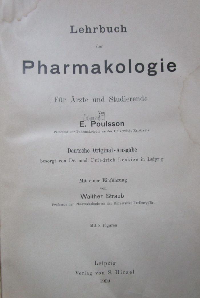 Kk 16: Lehrbuch der Pharmakologie : Für Ärzte und Studierende (1909)
