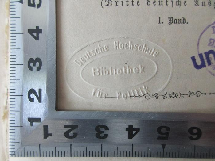 - (Deutsche Hochschule für Politik. Bibliothek;Deutsche Hochschule für Politik), Prägung: Name; 'Deutsche Hochschule für Politik Bibliothek'.  (Prototyp)