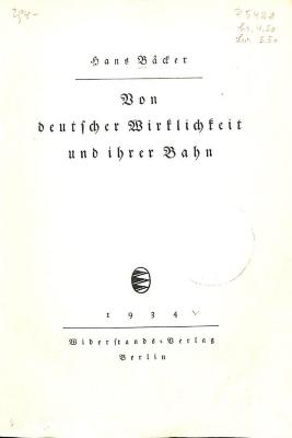 00/7115 : Von deutscher Wirklichkeit und ihrer Bahn (1934)