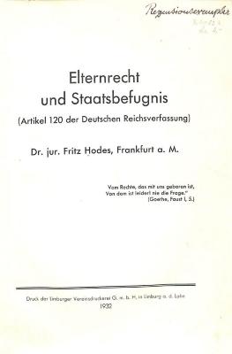 00/7444 : Elternrecht und Staatsbefugnis : (Artikel 120 der Deutschen Reichsverfassung) (1932)