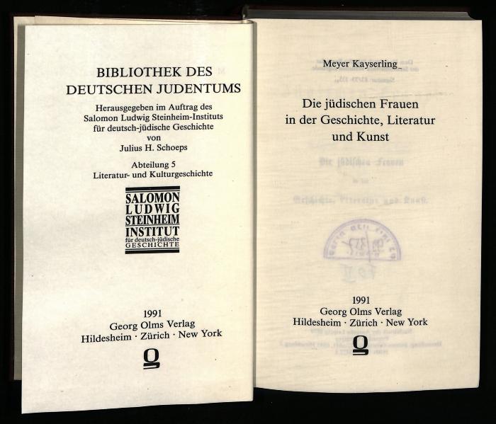 FO I 99 357 : Die jüdischen Frauen in der Geschichte, Literatur und Kunst (1991)