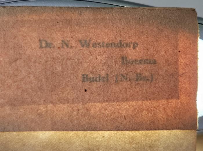 BK 1510 G251-2,2 : Geschichte der christlichen Ethik (1887);- (Westendorp Boerma, Nicolaas), Stempel: Name, Ortsangabe; 'Dr. N. Westendorp Boerma Budel [(N. Br.)]'. 