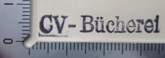 - (CV-Bücherei), Stempel: Name, Berufsangabe/Titel/Branche; 'CV-Bücherei'.  (Prototyp)