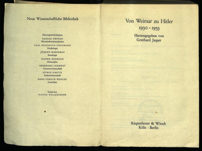 GE III 94 128 : Von Weimar zu Hitler, 1930–1933 (1968)