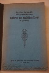 1936 A 14022 : Aus der Geschichte der Johannis-Loge Wilhelm zur nordischen Treue in Flensburg : Zum 50. Jahrestag der Gründung der Loge, 10. Mai 1918
 (1918)