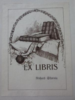 Hi 255: Weltanschauungen der Gegenwart (1925);- (Skornia, Richard), Etikett: Exlibris, Abbildung, Name; 'Ex Libris Richard Skornia'.  (Prototyp)