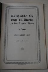 1936 A 14029 : Geschichte der Loge St. Martin zu den 3 gold. Ähren im Jauer
Teil II (1899-1924) (1924)