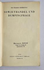 W 331 : Sowjethandel und Dumpingfrage (1931)