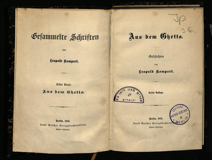 LI II 2813 : Gesammelte Schriften: Aus dem Ghetto.
 (1882)