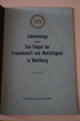 1936 A 14028 : Johannisloge genannt Zum Tempel der Freundschaft und Wohltätigkeit in Havelberg : Gestiftet am 9. Juni 1803
 (1928)