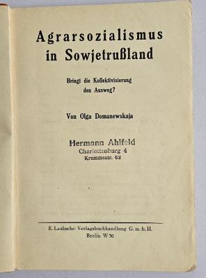 W 323 : Agrarsozialismus in Sowjetrußland (ca. 1920)