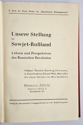 W 326 : Unsere Stellung zu Sowjet-Rußland (1931)