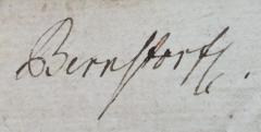 - (Bernstorff, [?]), Von Hand: Autogramm; 'Bernstorff.'. 
