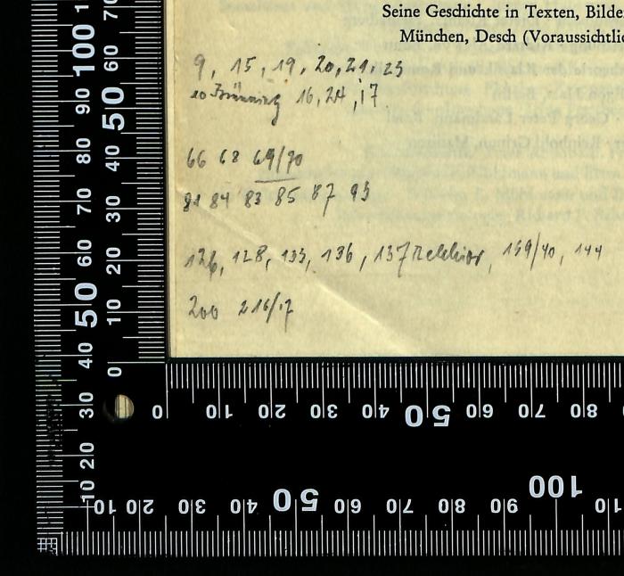 -, Von Hand: Lesezeichen, Nummer; '9, 15, 19, 20, 21, 23'