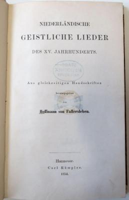 Z 14320 : Niederländische Geistliche Lieder des XV. Jahrhunderts. Aus gleichzeitigen Handschriften (1854)