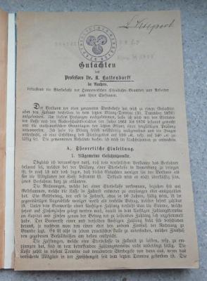 Kps H 5055 : Gutachten betreffend die Sterbekasse der Hannoverschen Eisenbahn-Beamten und Arbeiter und ihrer Ehefrauen. (1878)