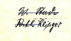 - (Klinger, Ruth;Stade, W.[?]), Von Hand: Name; 'W.[?] Stade / Ruth Klinger'. 