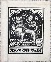 - (Deutscher Druiden-Orden. Großloge Bayern), Etikett: Exlibris; 'V A O D Exlibris der Grossloge Bayern'.  (Prototyp)