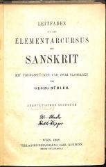 Spra 778 1 : Leitfaden für den Elementarcursus des Sanskrit. Mit Übungsstücken und zwei Glossaren. (1909)