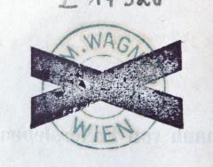 - (Wagner, J. M.), Stempel: Name, Ortsangabe; 'J. M. WAGNER / WIEN'. 