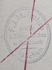 - (F.M.J. Rehse Archiv und Museum f. Zeitgeschichte München;Nationalsozialistische Deutsche Arbeiterpartei. Parteiarchiv;Nationalsozialistische Deutsche Arbeiterpartei. Hauptarchiv), Stempel: Name; 'F. J. M. Rehse Archiv f. Zeitgeschichte u. Publizistik München '.  (Prototyp)