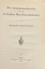 00/10253 : Der Arbeiternachwuchs in der deutschen Maschinenindustrie (1920)