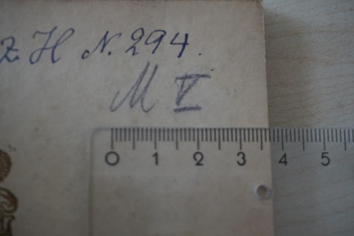 - (Grosse Landesloge der Freimaurer von Deutschland), Von Hand: Signatur; 'M V'. 