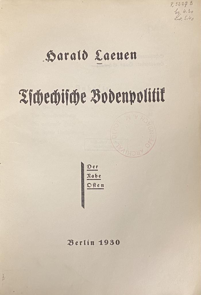 00/7987 : Tschechische Bodenpolitik (1930)