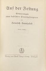 43/427 : Auf der Festung : Erinnerungen eines badischen Staatsgefangenen (1907)