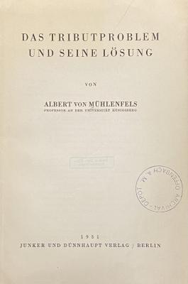 00/7917 : Das Tributproblem und seine Lösung  (1931)