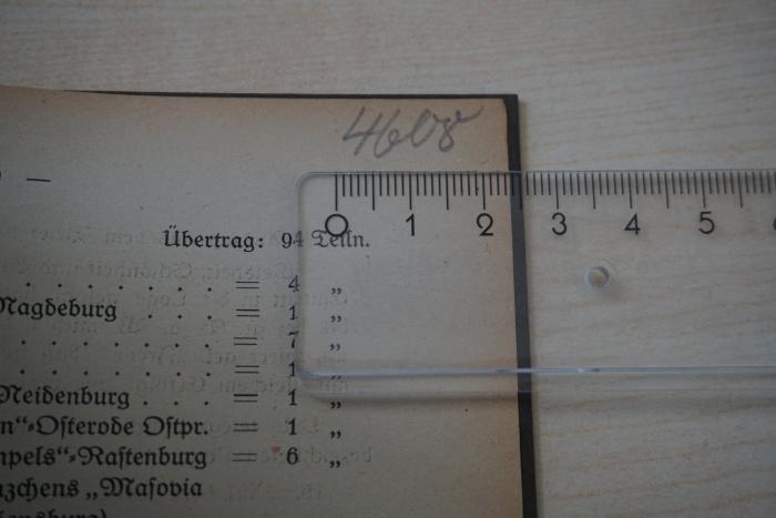 - (Grosse Landesloge der Freimaurer von Deutschland), Von Hand: Exemplarnummer; '4608'. 