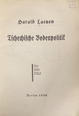 00/7987 : Tschechische Bodenpolitik (1930)