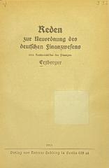 00/8166 : Reden zur Neuordnung des deutschen Finanzwesens (1919)